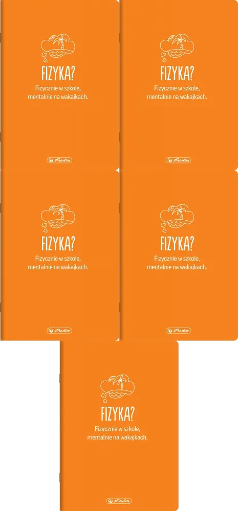 5x Zeszyt przedmiotowy w kratkę Herlitz Fizyka, A5, miękka oprawa, 60 kartek, pomarańczowy