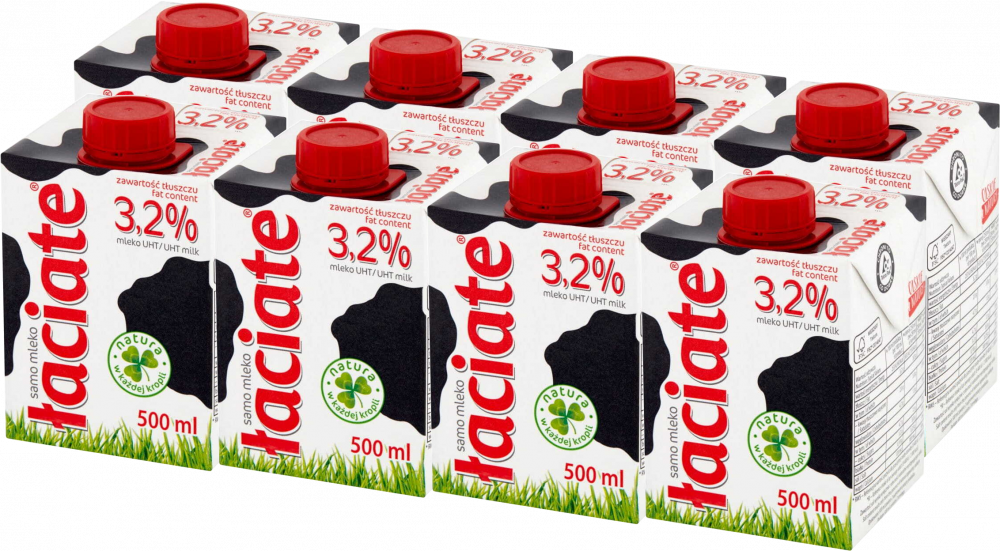 8x Mleko UHT Łaciate, 3.2%, 0.5l