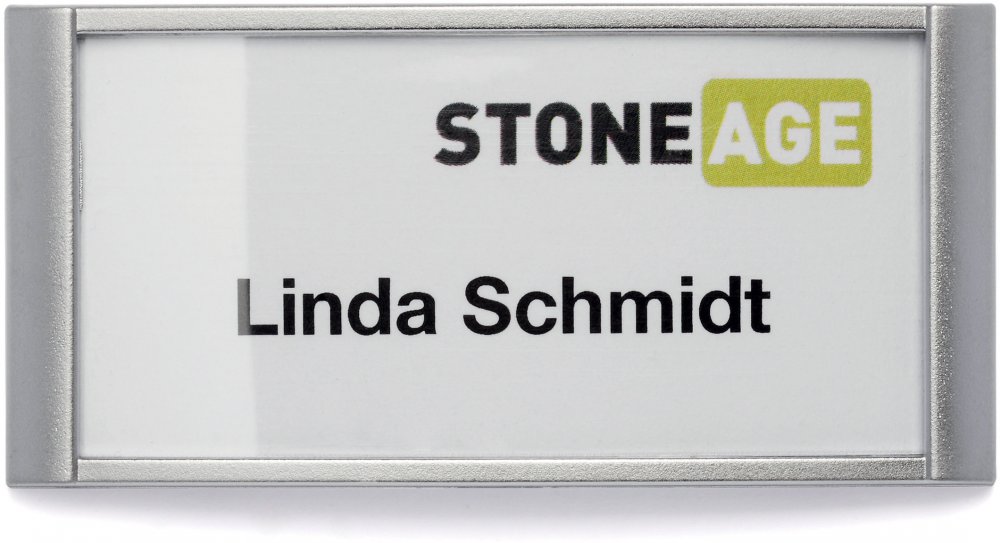 Identyfikator Durable Classic, z kombi-klipem, 30x65mm, 10 sztuk, srebrny