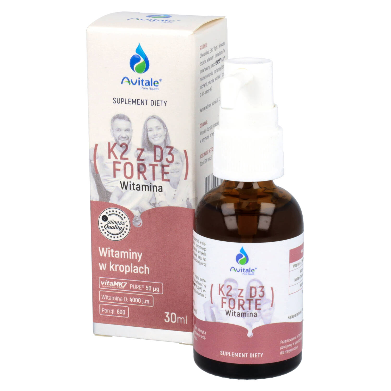 Aliness, avitale witamina k2 + d3 forte, 30 ml