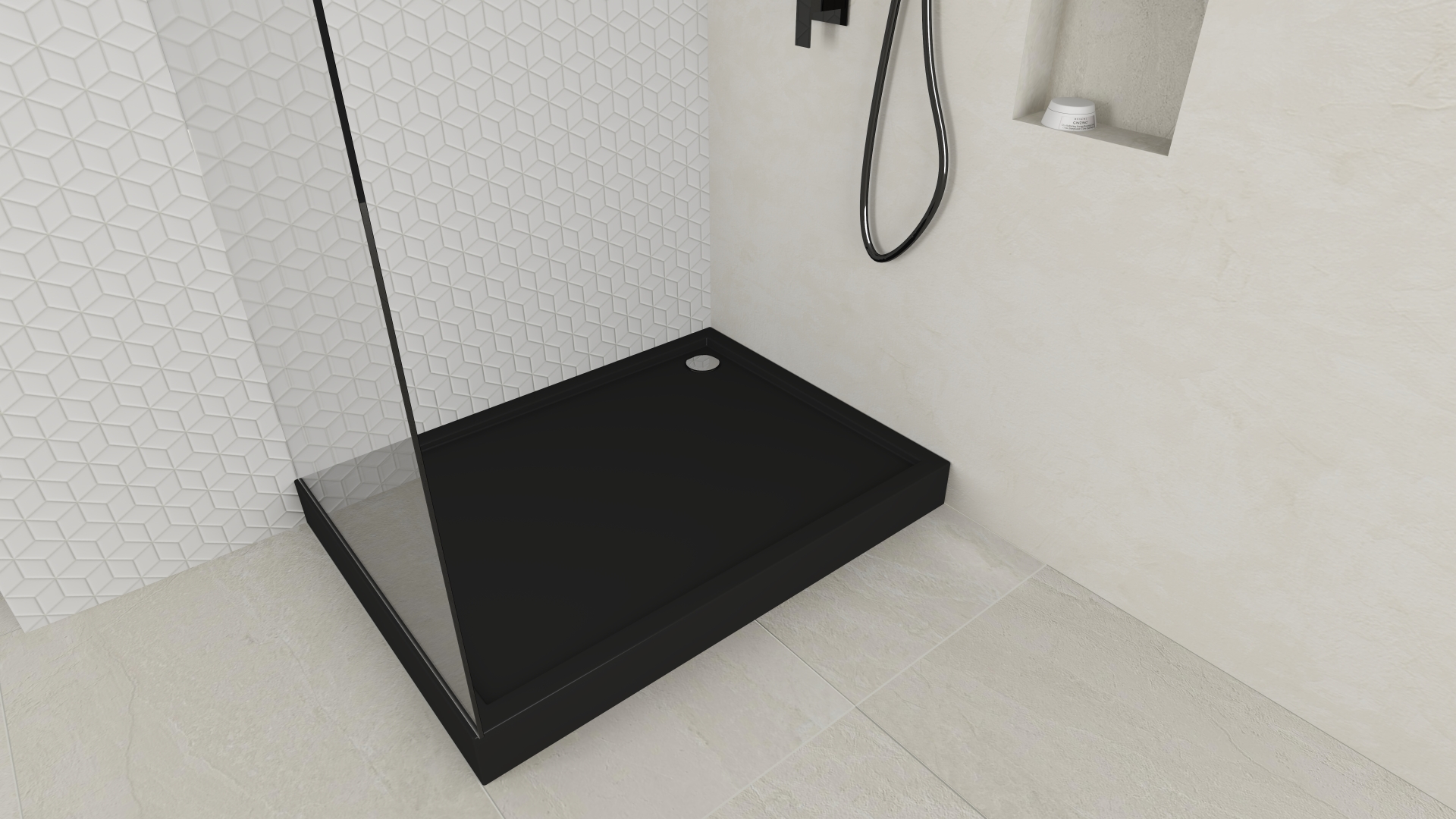 Schedline Favory Plus Black Mat brodzik prostokątny z syfonem 100x80 cm czarny 3ST.F1P-80100/C/MG