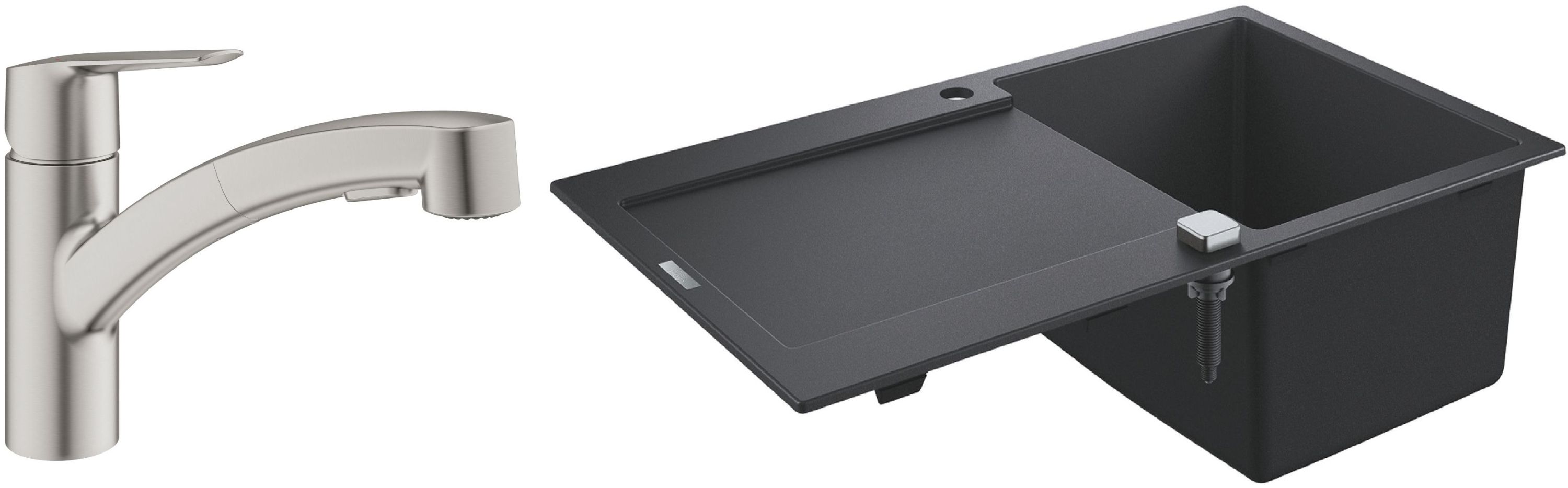 Zestaw Grohe K500 zlewozmywak 86x50 cm z baterią kuchenną Start stal (31644AP0, 30531DC1)