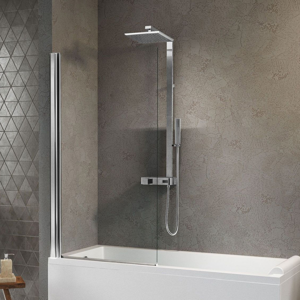 Novellini Aurora 1 parawan nawannowy 75 cm chrom/przezroczyste AURORAN175-1K