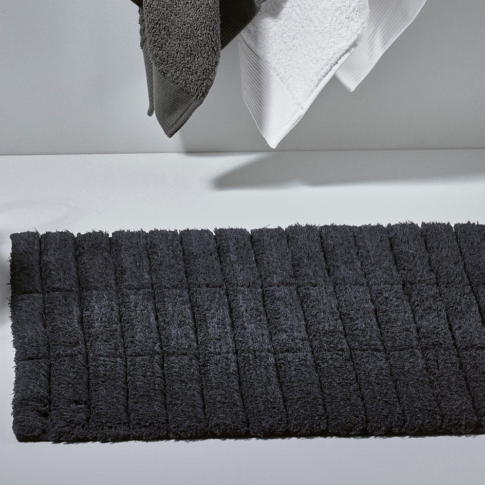 Zone Denmark Tiles dywanik łazienkowy 80x50 cm prostokątny czarny 331847