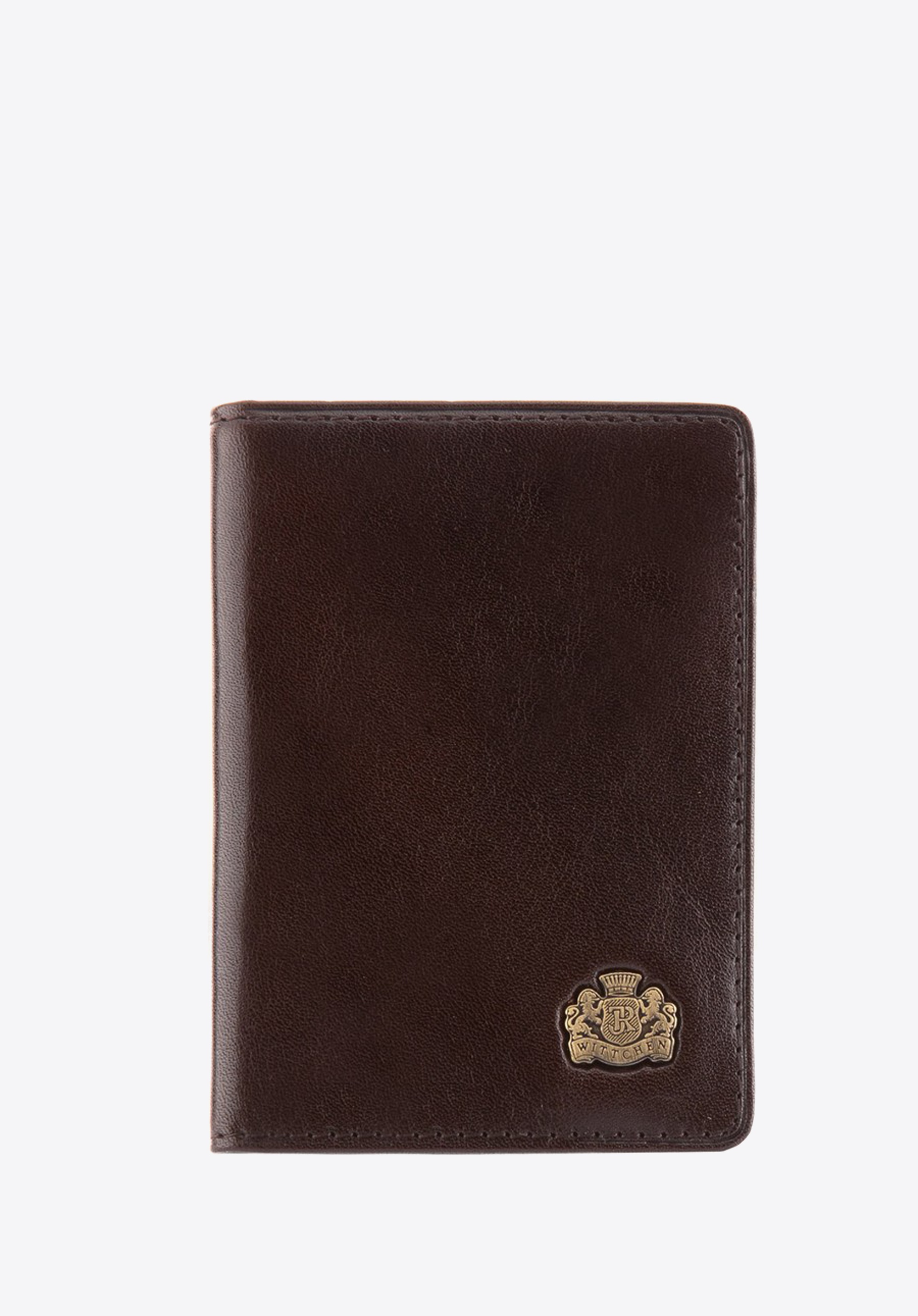 Etui na dokumenty ze skóry z herbem brązowe