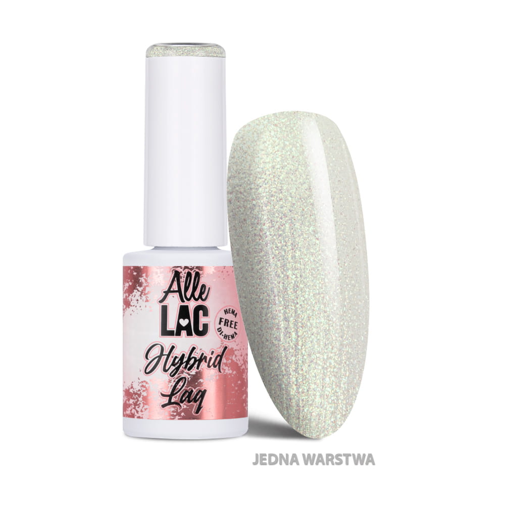 Lakier hybrydowy LED/UV Gel Polish Whites W4 Crystal Glitter AlleLac HEMA/Di-HEMA Free 6g