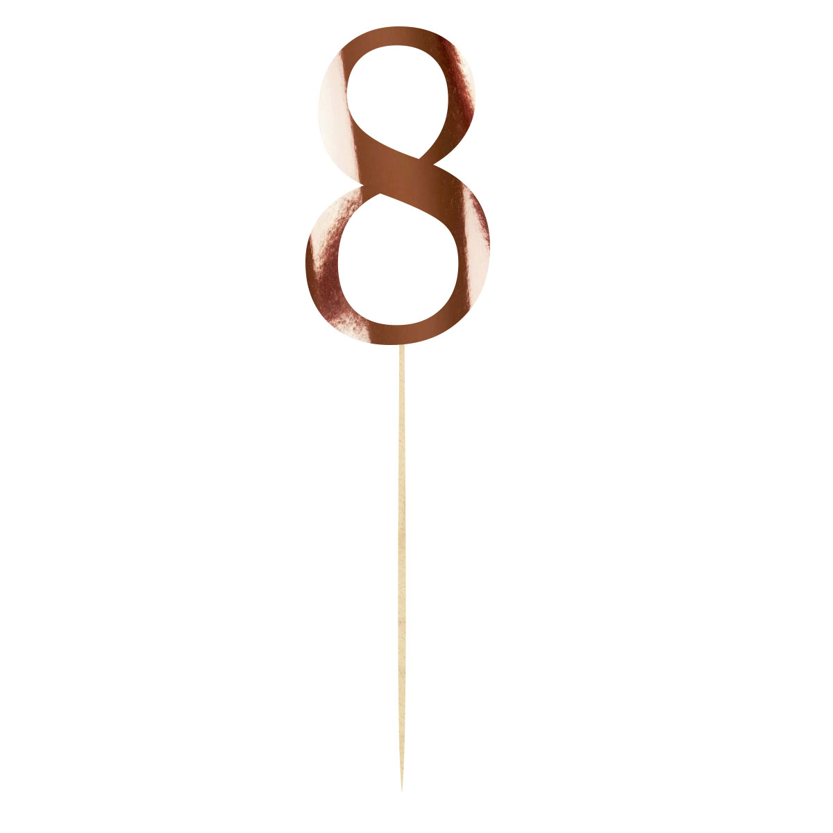 Topper na urodziny cyfra 8 dekoracja na tort pik lustrzane różowe złoto