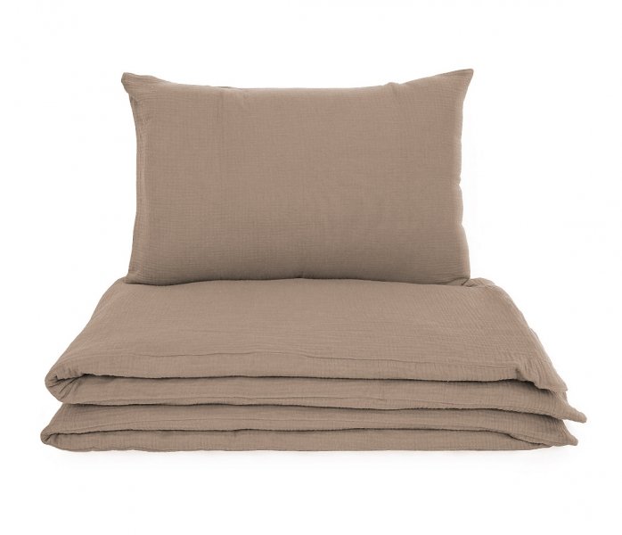 Pościel muślinowa PREMIUM 160x200, 100% bawełna wz. latte