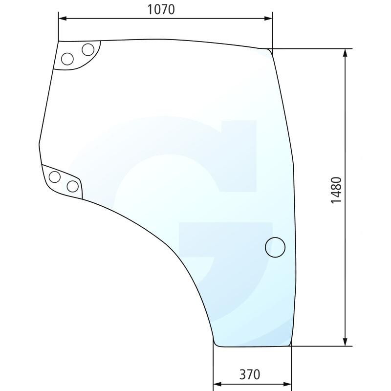 Szyba drzwi prawa, 1 otwór na uchwyt CASE Maxxum Puma New Holland T6000 TSA 84281439, 87560792