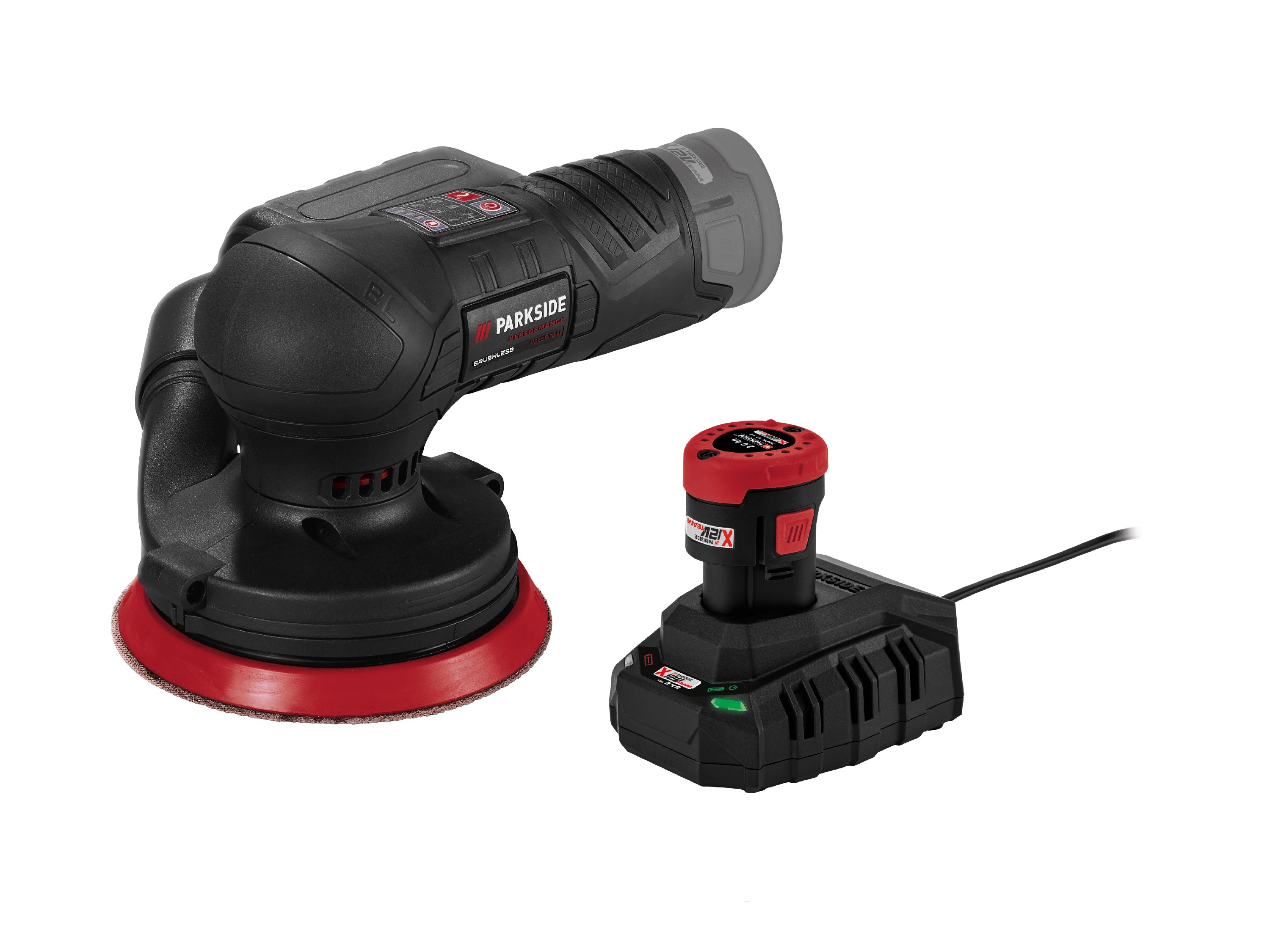 Zestaw Akumulatorowa szlifierka mimośrodowa 12 V z akumulatorem, 2 Ah i ładowarką, 2,4 A