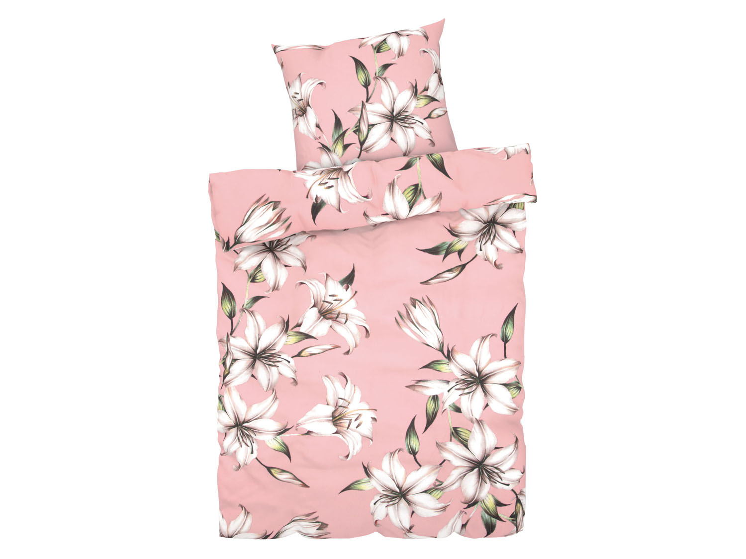 Livarno home Pościel z mikrowłókna satynowego, 140 x 200 cm Kwiaty/ różowy