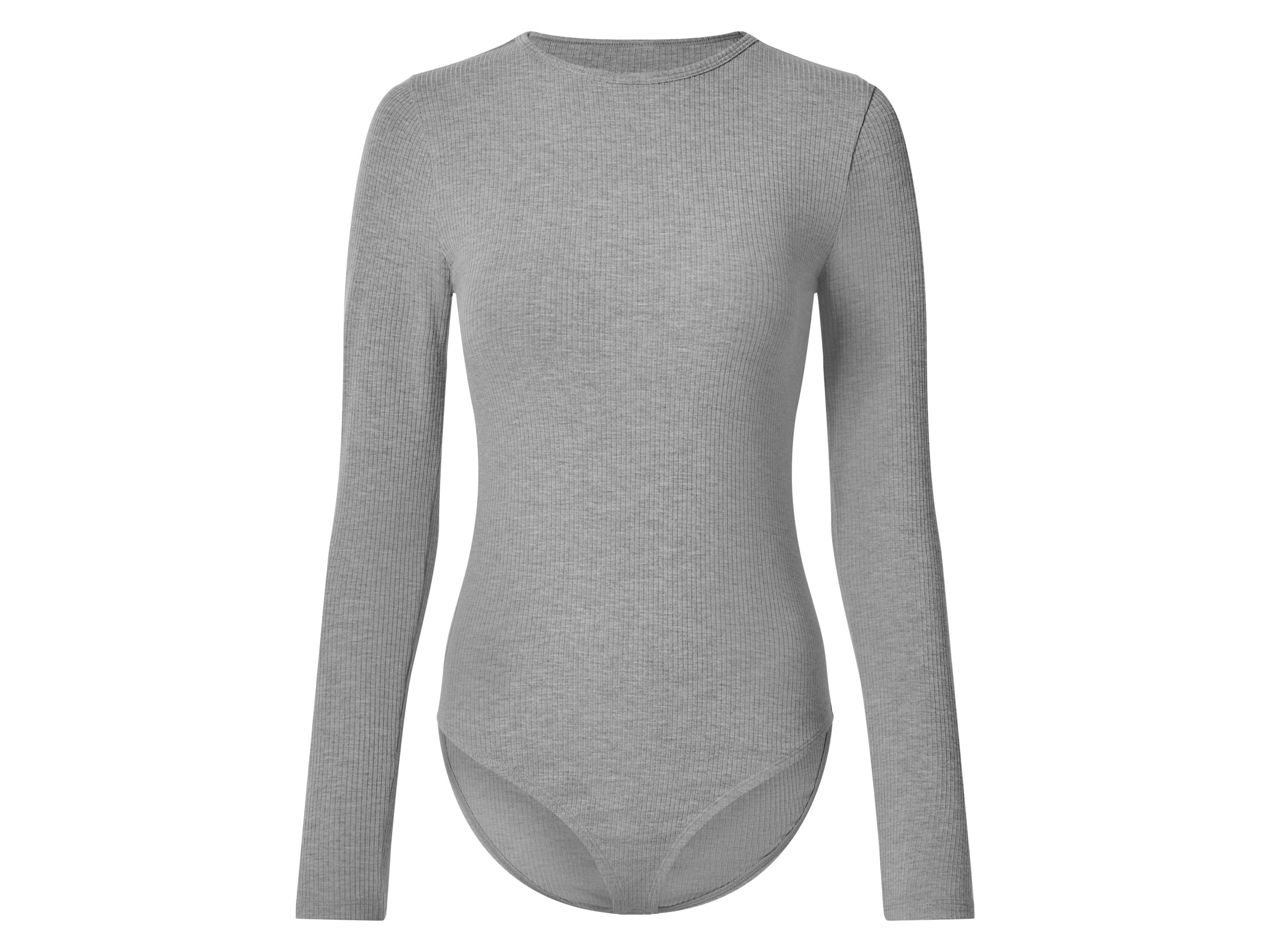 esmara Body prążkowane damskie z długim rękawem Szary, M40/42