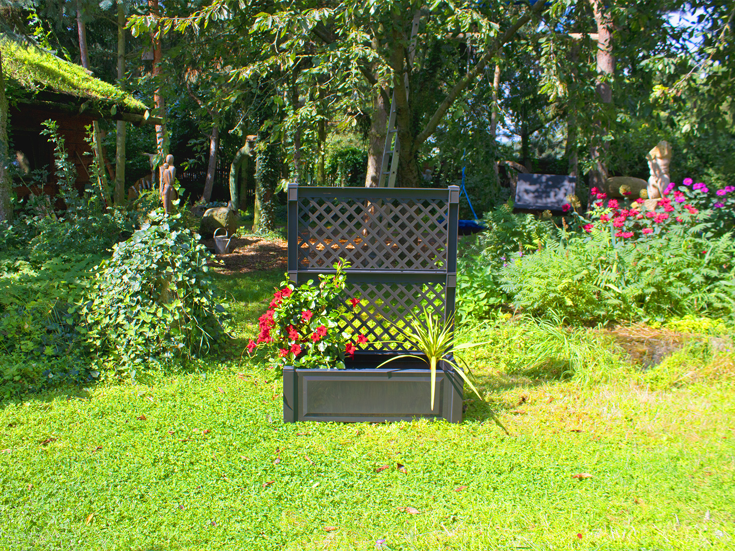 Skrzynka na rośliny z pergolą Khw, 100 cm dł., 110 litrów Antracytowy