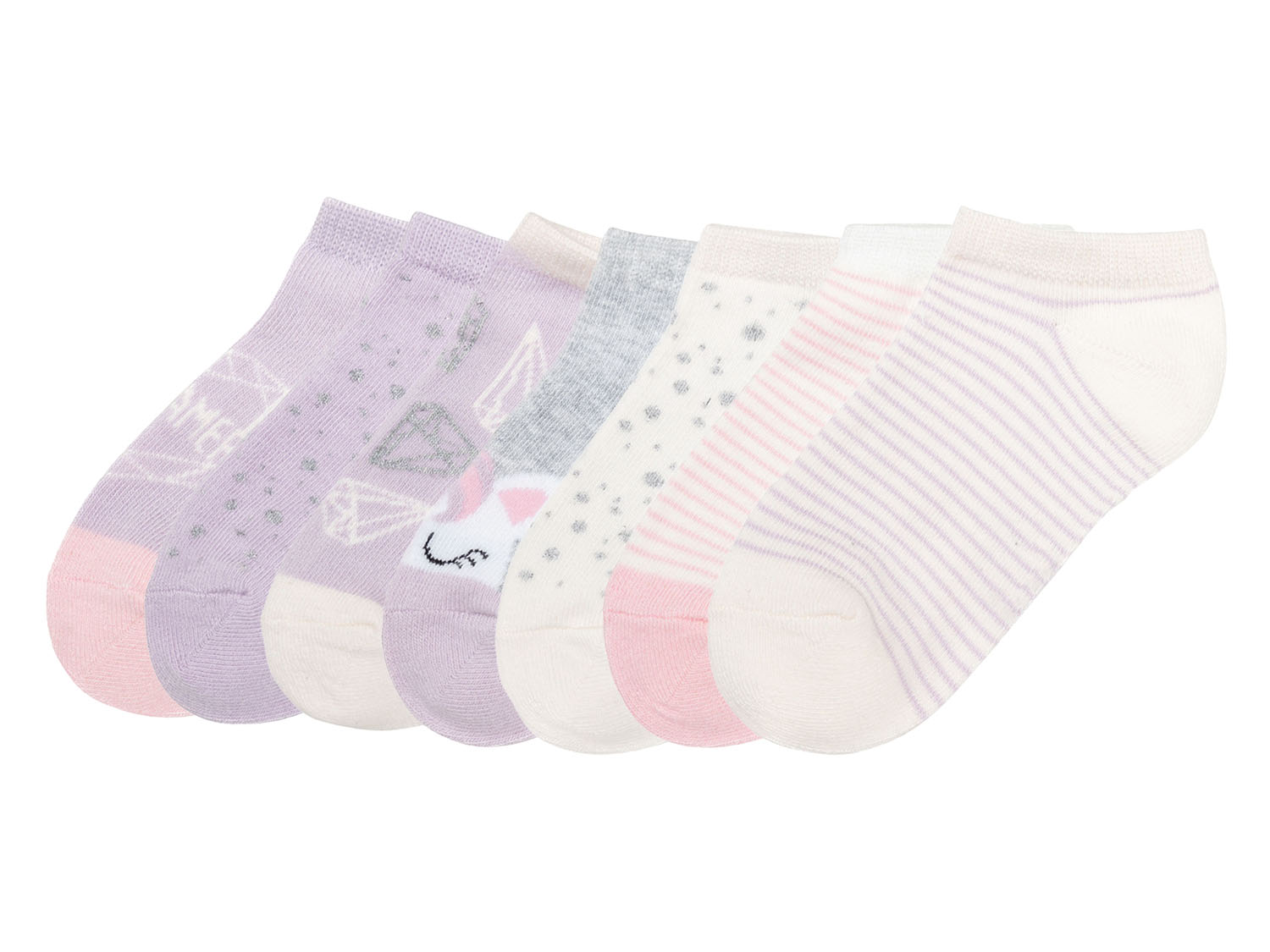 pepperts! Skarpetki stopki dziewczęce, 7 par 23-26, Fioletowy/ różowy/ szary