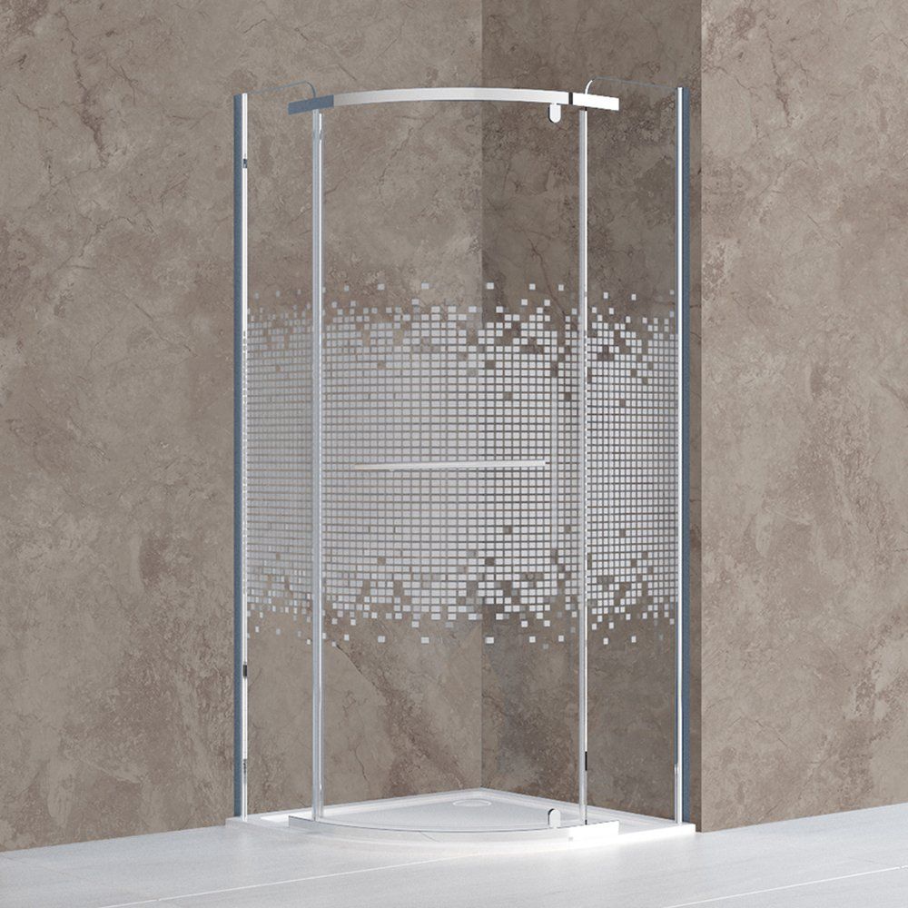 Darmowa Dostawa - Kabina prysznicowa 80x80 cm półokrągła chrom połysk/szkło ze wzorem Roth Ardis N0798