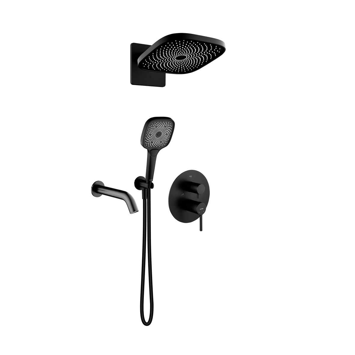 Darmowa Dostawa - Zestaw wannowo-prysznicowy podtynkowy z deszczownicą czarny mat Oltens Rann 36079300