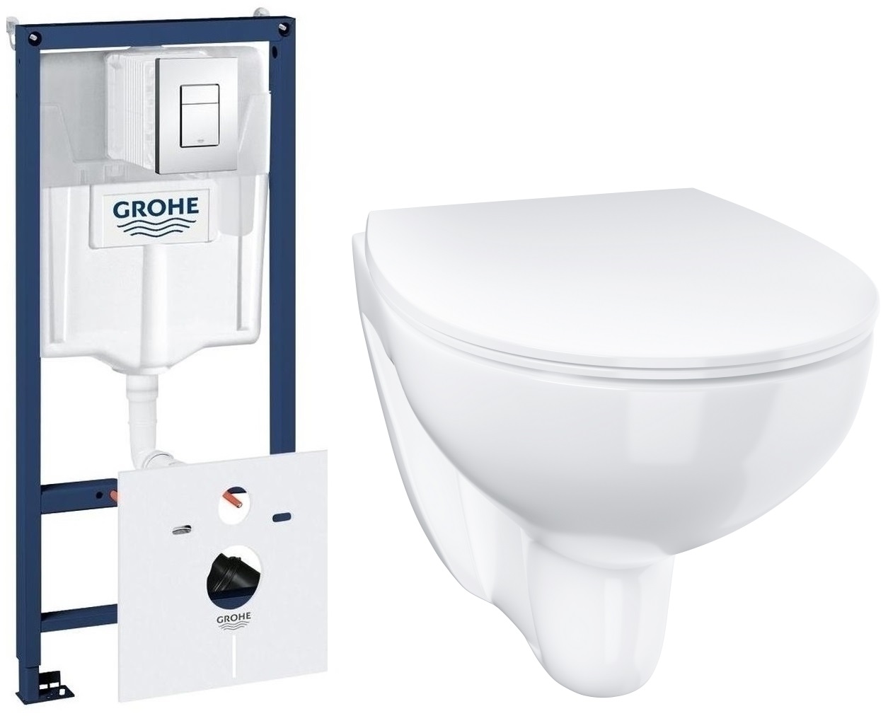 Darmowa Dostawa - Zestaw miska z deską i stelaż z przyciskiem Grohe Bau Ceramic abset4102