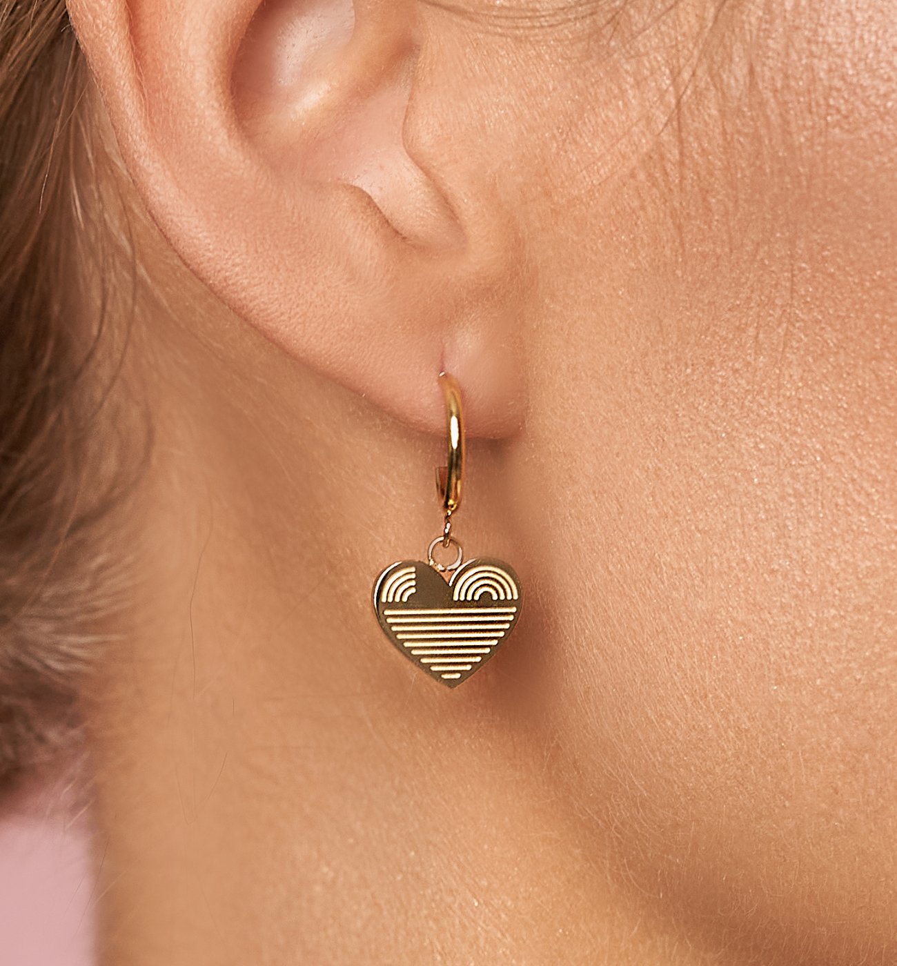 Kolczyki złote z sercami Boho Heart - By Dziubeka