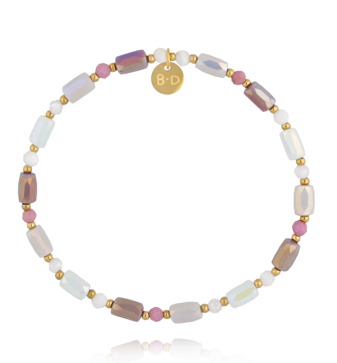 Bransoletka z opalizujących szklanych kryształków - By Dziubeka