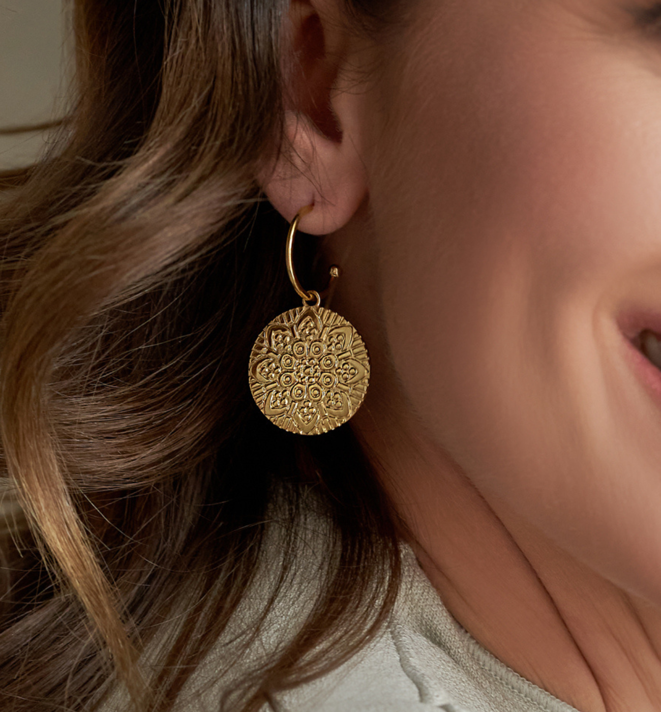 Kolczyki złote Mandala - By Dziubeka