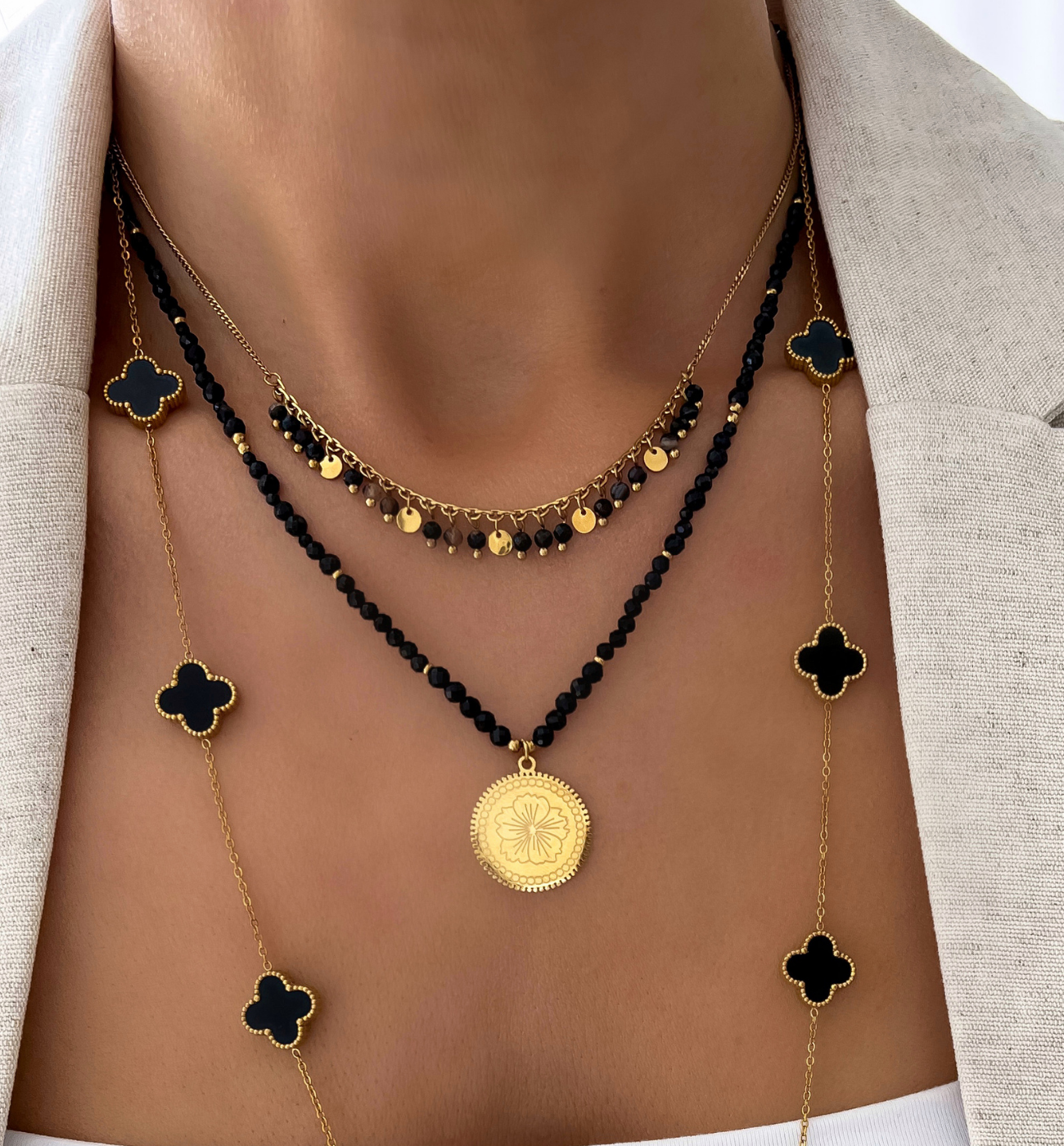 Naszyjnik z turmalinami i zawieszką - By Dziubeka