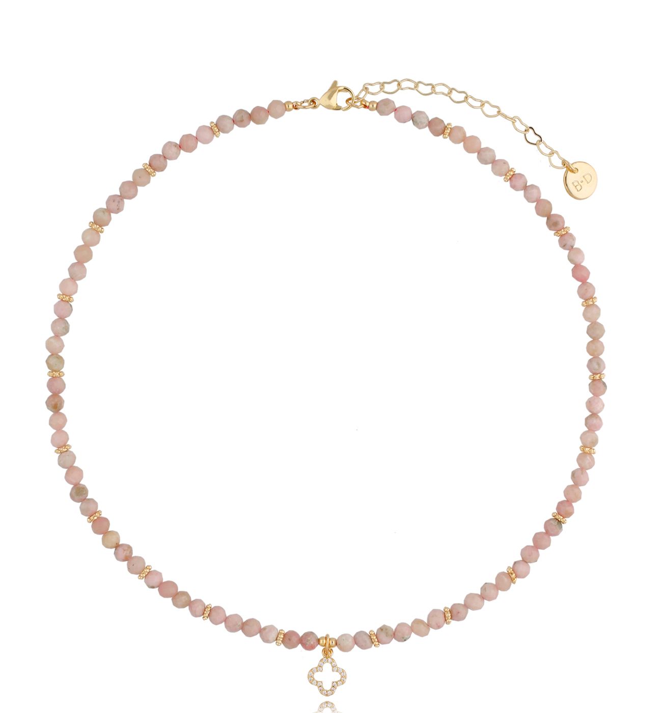 Naszyjnik różowymi opalami i koniczynką Vacation - By Dziubeka