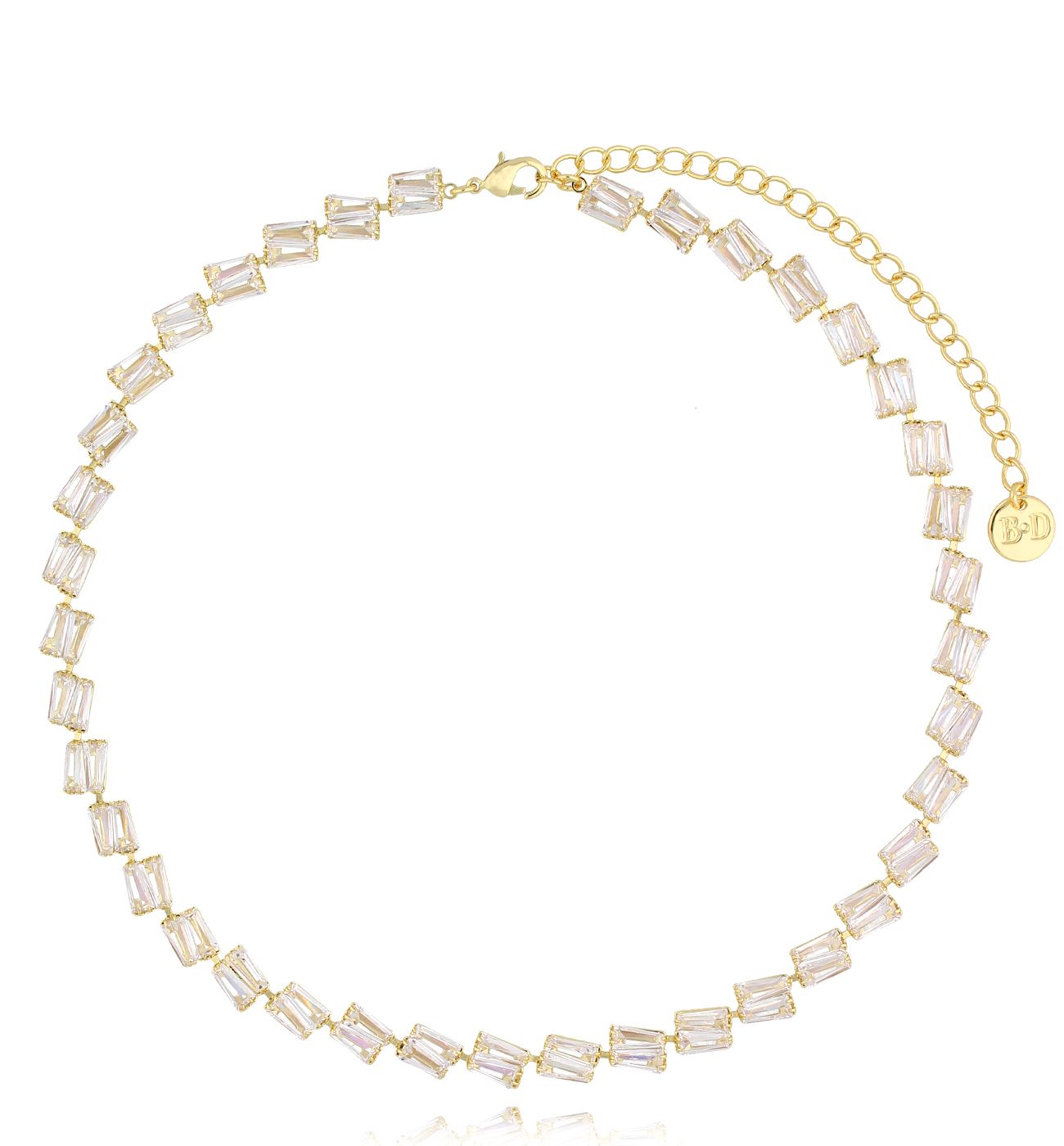 Naszyjnik tenisowy złoty z kryształkami Samantha - By Dziubeka