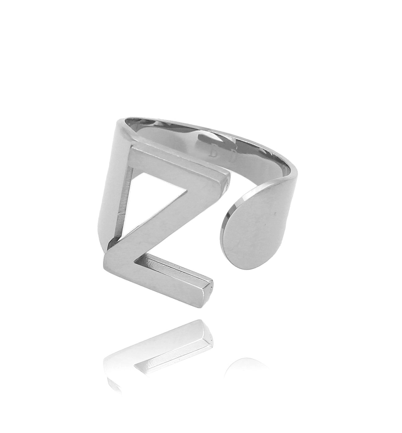 Pierścionek srebrny ze stali szlachetnej z literką Z PSA0077