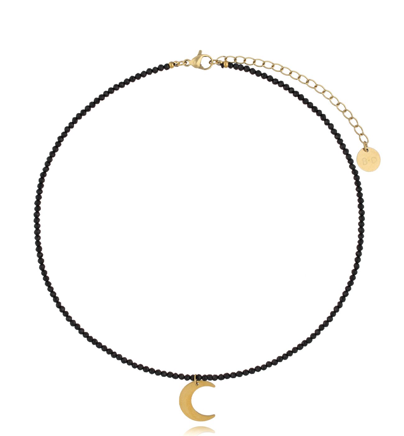 Naszyjnik z czarnymi turmalinami i księżycem NTW1259