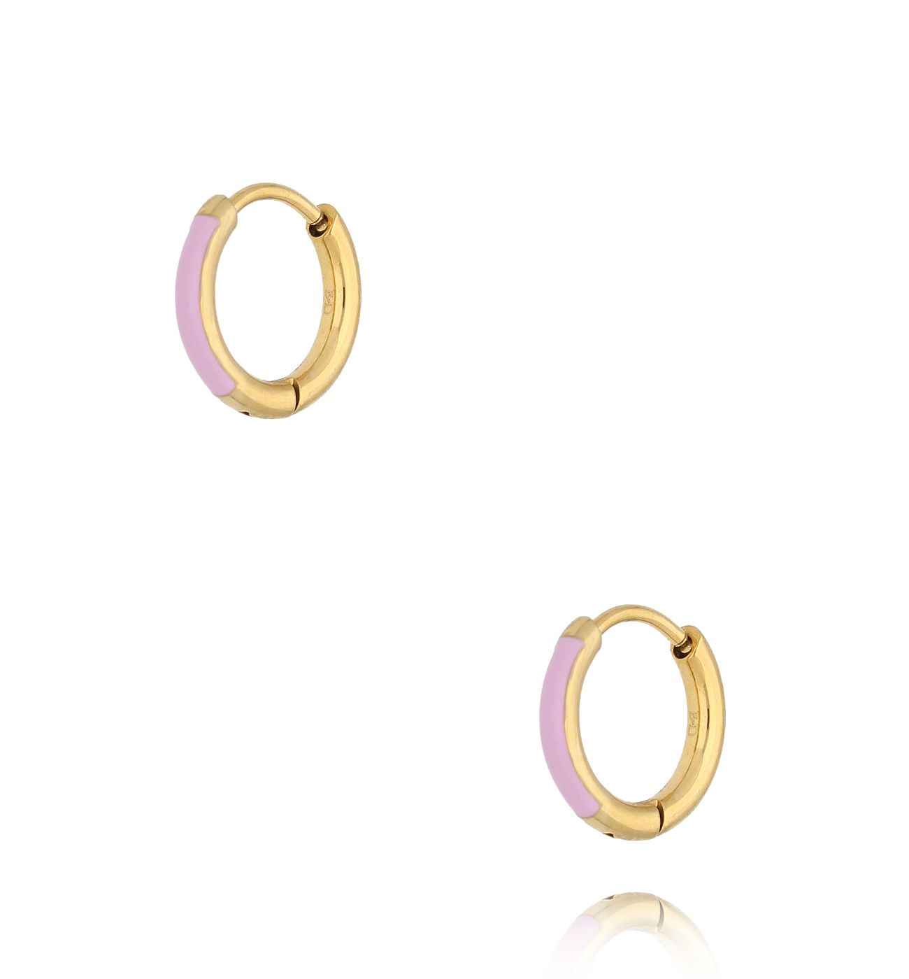 Kolczyki złote koła z liliową emalią Enamel Small Hoops - By Dziubeka