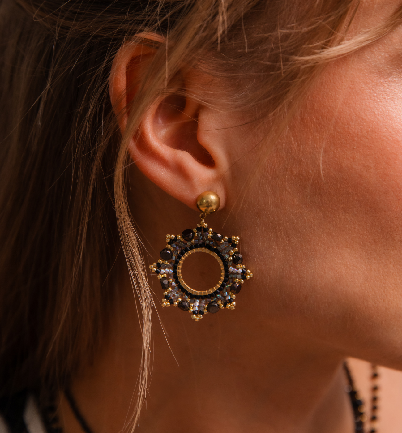 Kolczyki szare okrągłe KSC0157