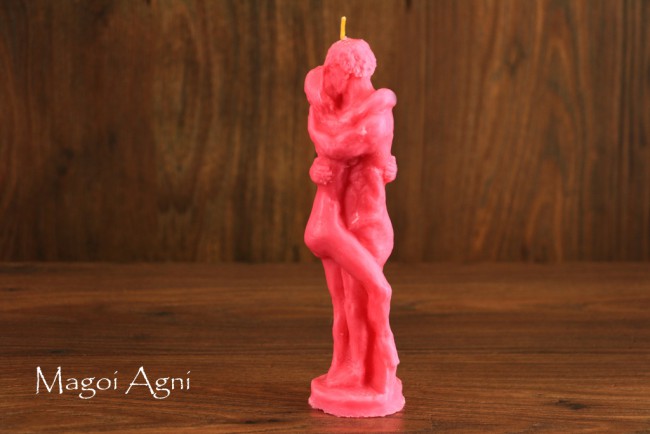 Świeca Kochanków Partnerów RÓŻOWA zapach RÓŻANY - miłość, przyjaźń, wzmocnienie energii miłości