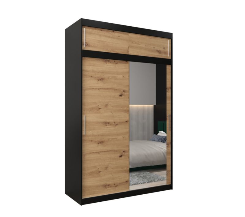 Szafa przesuwna Garderoba Abiks Tokyo 2 150 czarny + artisan z nadstawką 1 szt.