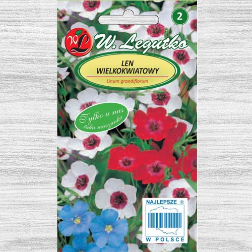 1 szt, Len wielkokwiatowy, mieszanka Legutko - Nasiona: Ilość w opakowaniu: 1 g