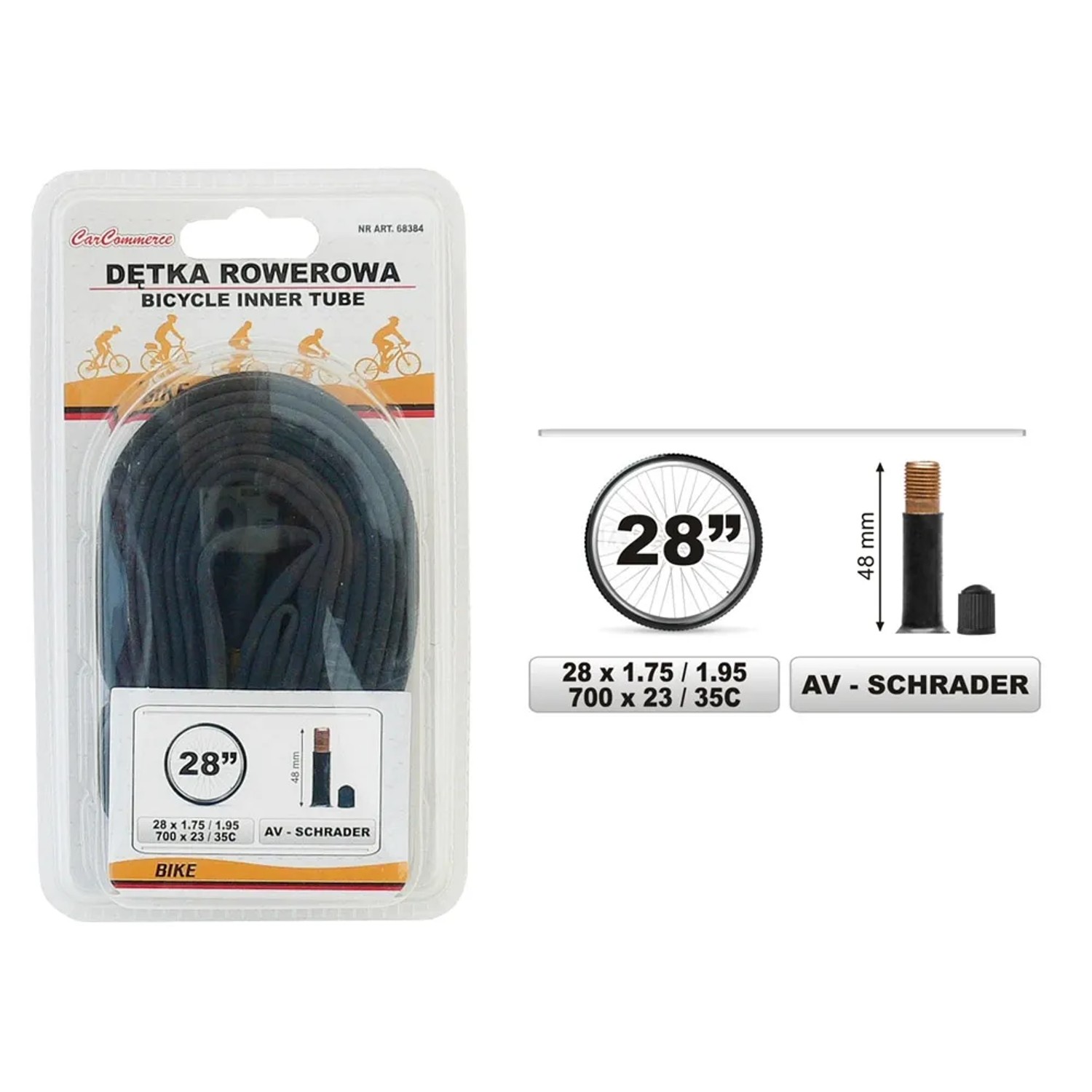 CarCommerce Dętka rowerowa 28 cal 1,75/1,95 cm