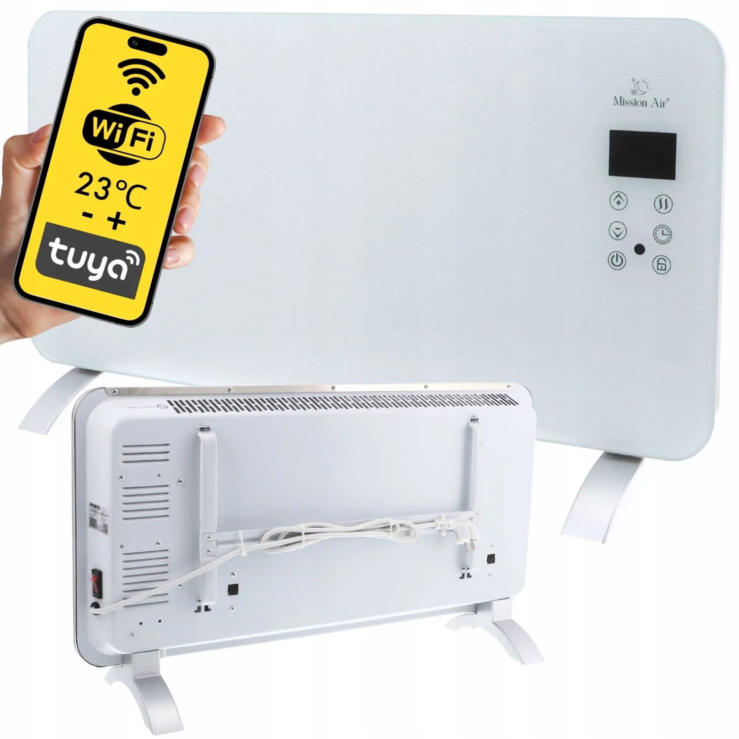 Mission Air Konwektor elektryczny Porto biały WiFi 1500W