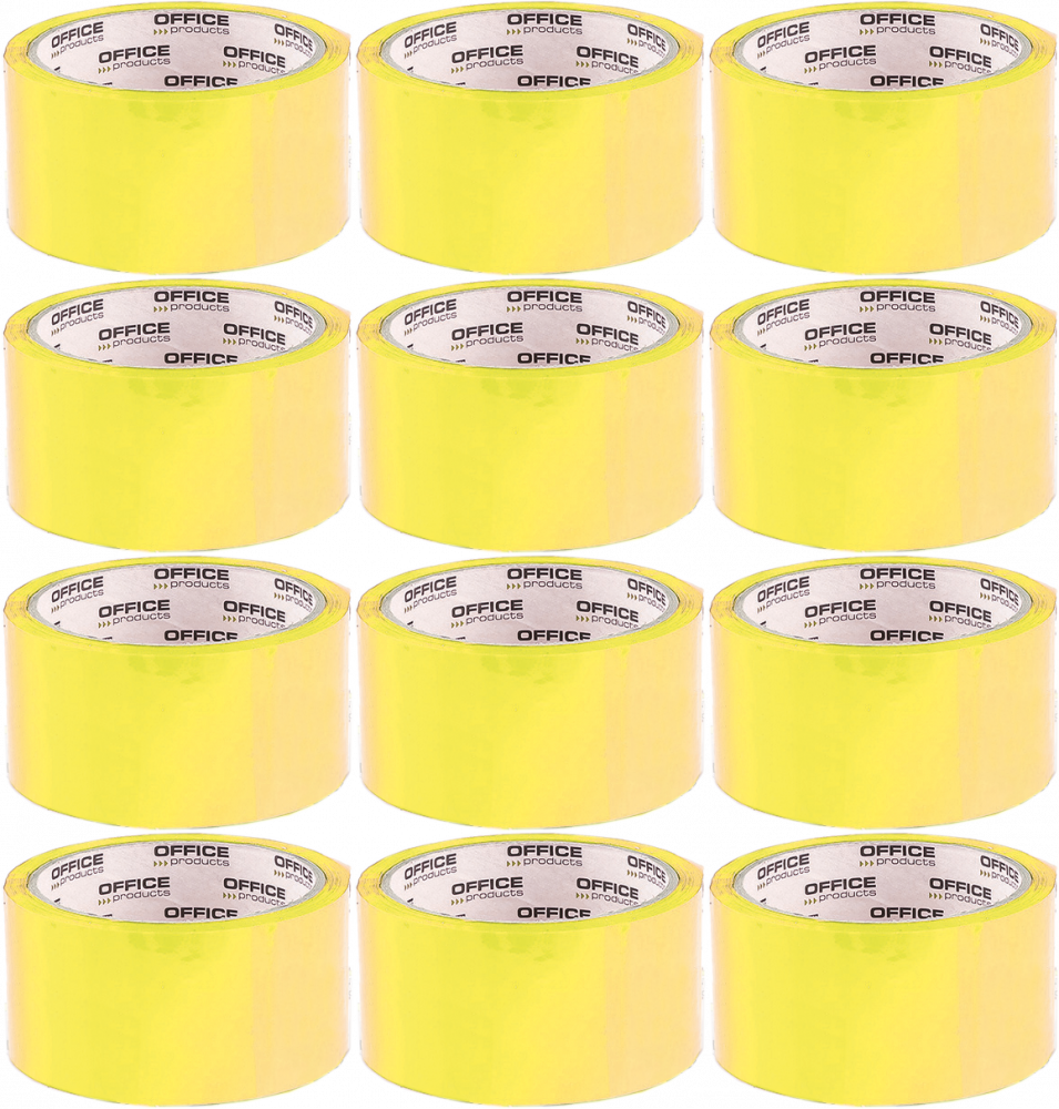 12x Taśma pakowa Office Products, akryl, 48mmx50yd, żółty