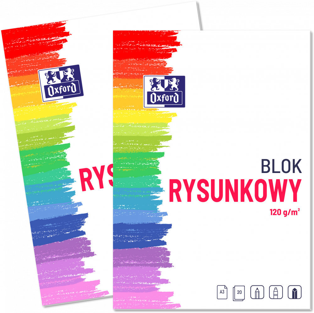 2x Blok rysunkowy Oxford, A3, 20 kartek, biały