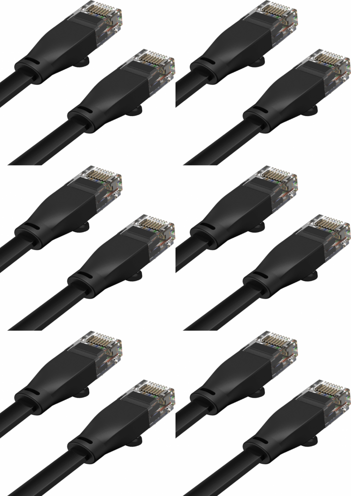 6x Kabel sieciowy UTP Ethernet Cat. 6 Unitek, płaski, 3m, czarny