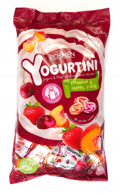 Cukierki karmelki Roshen Yogurtini, owocowo-śmietankowy, 1kg