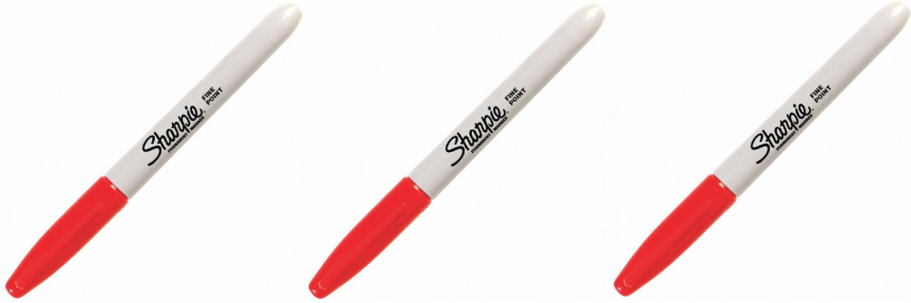 3x marker permanentny Sharpie Fine, okrągła, 1mm, czerwony