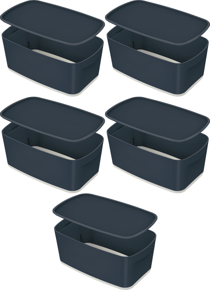 5x Pojemnik z pokrywką Leitz MyBox Cosy, mały, 318x128x191mm, 5l, szary