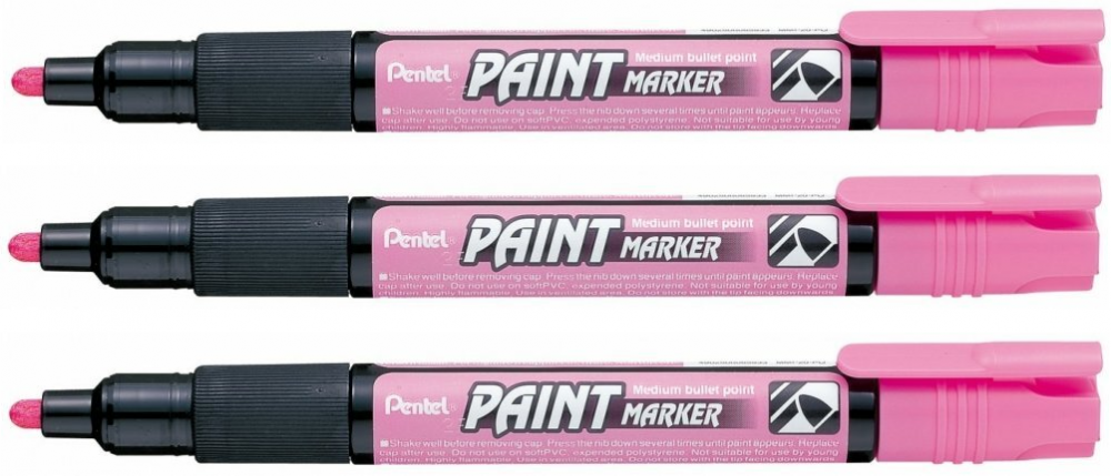 3x Marker olejowy Pentel MMP20, okrągła, 4.6 mm, różowy