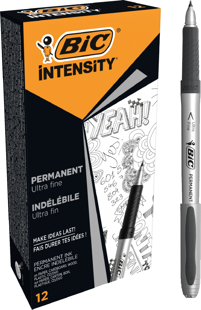 12x Marker Bic Ultra Fine, do płyt CD/DVD, okrągła, 0.8mm, czarny