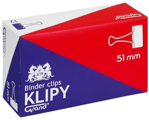 Klip biurowy Grand, 51 mm, 12 sztuk, czarny