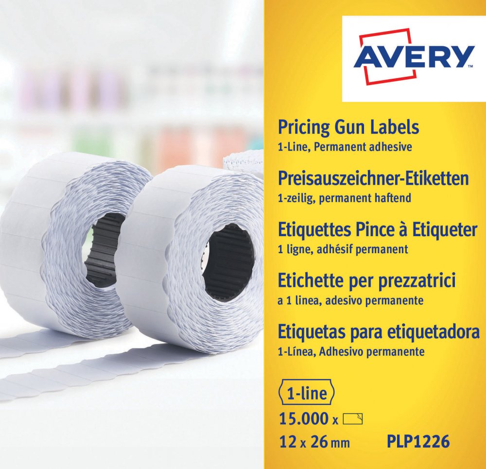 Etykiety cenowe Avery Zweckform, 12x26 mm, 1500 sztuk, 10 rolek, biały