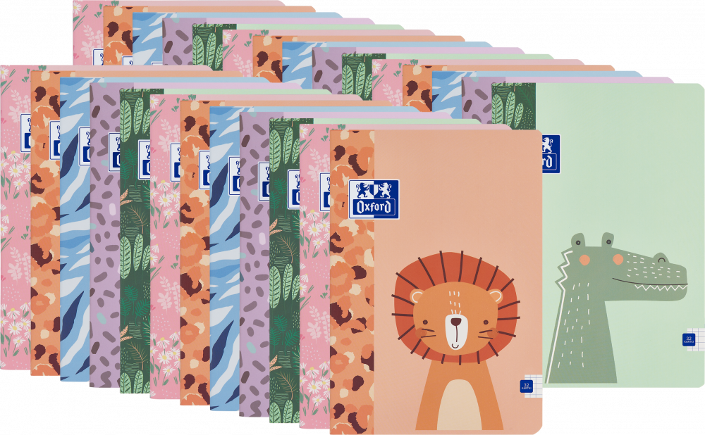 50x Zeszyt w kratkę Oxford Kids, A5, miękka oprawa, 32 kartki, mix wzorów