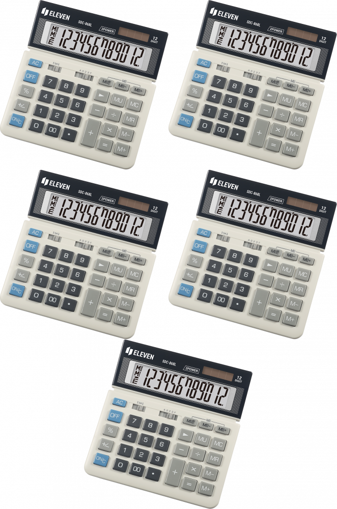 5x Kalkulator biurowy Eleven SDC-868L, 12 cyfr, biało-czarny