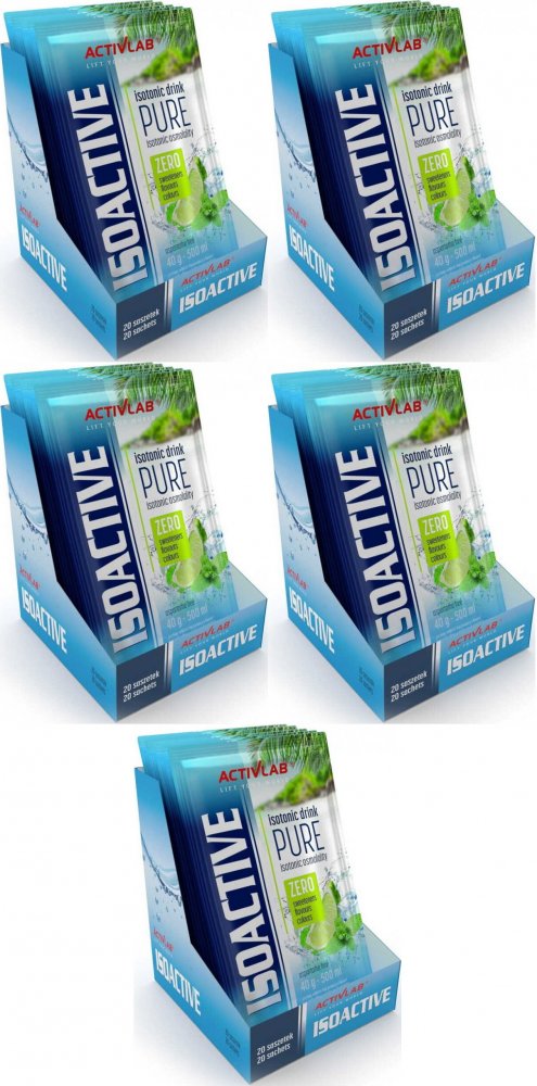5x Napój izotoniczny Activlab Isoactive Pure, w saszetkach, naturalny, 20 sztuk x 40g