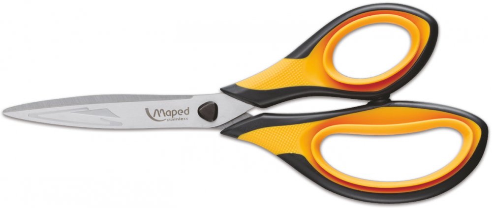 Nożyczki biurowe Maped Ultimate, 21cm, asymetryczne, szaro-pomarańczowy